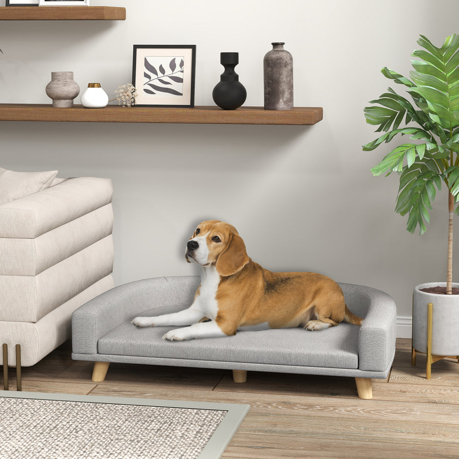 Koiran sohva isoille koirille 30 kg asti, paksu irrotettava tyyny, 98 x 67 x 25 cm, harmaa