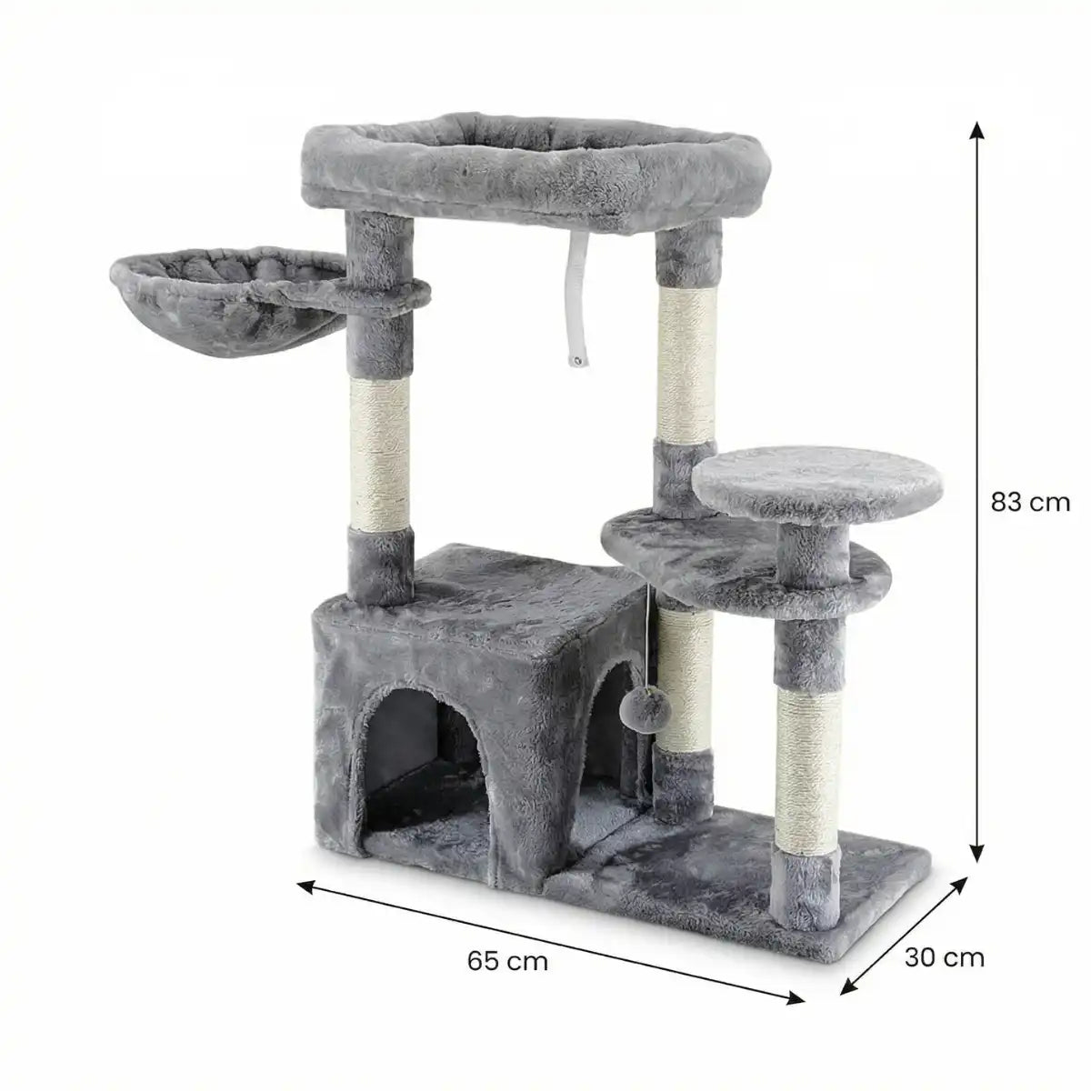Pohjolan Lemmikkitarvike Kissan kiipeily-/raapimispuu 83 cm, vaalean harmaa