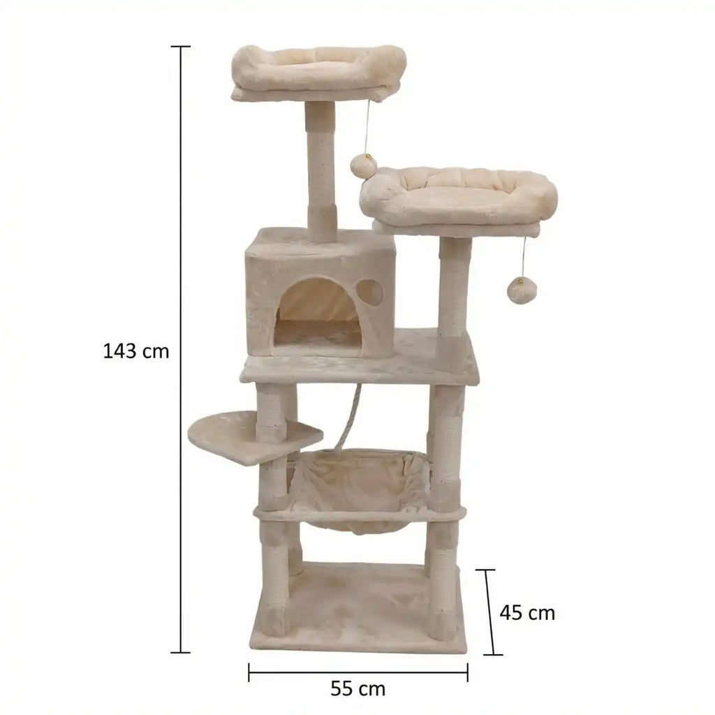 Kissan kiipeily-/raapimispuu 143 cm, beige