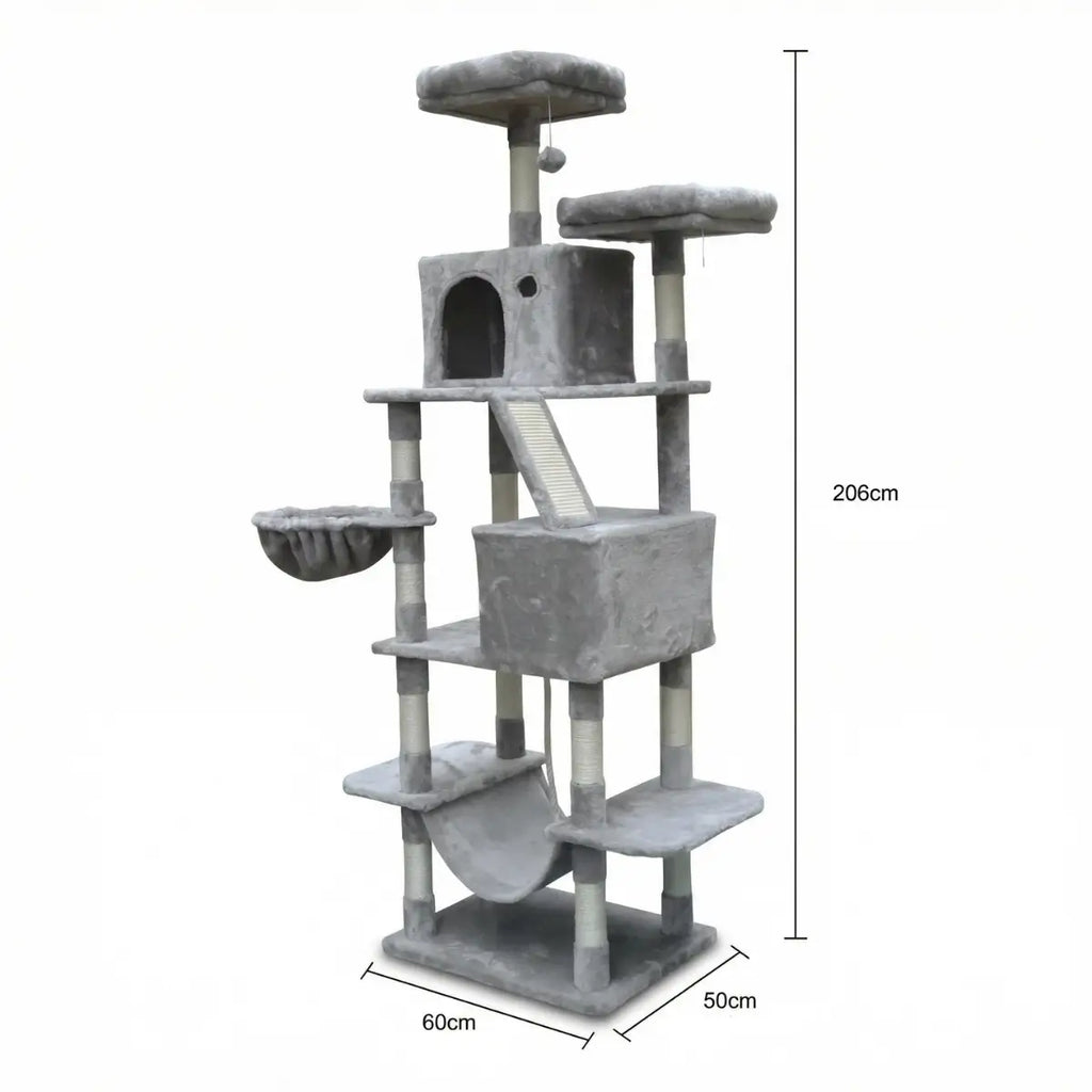 NordDjur Kattklös-/klätterträd 206 cm, ljusgrå