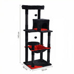 Pohjolan Lemmikkitarvike Kissan kiipeily-/raapimispuu 143 cm, Musta/Punainen