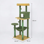 Pohjolan Lemmikkitarvike Kissan kiipeily-/raapimispuu 143 cm, Keltainen/Vihreä