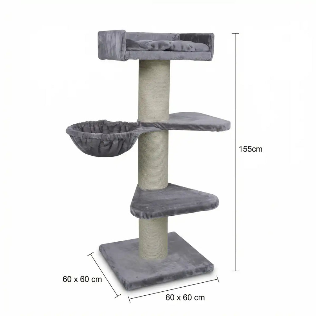 NordDjur Tjockt kattklössträd 155 cm för stora katter, ljusgrått