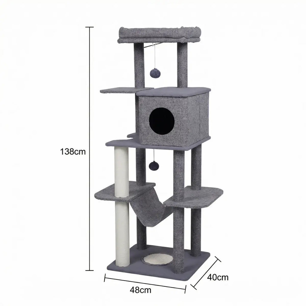 Pohjolan Lemmikkitarvike Kissan raapimispuu 138cm Harmaa
