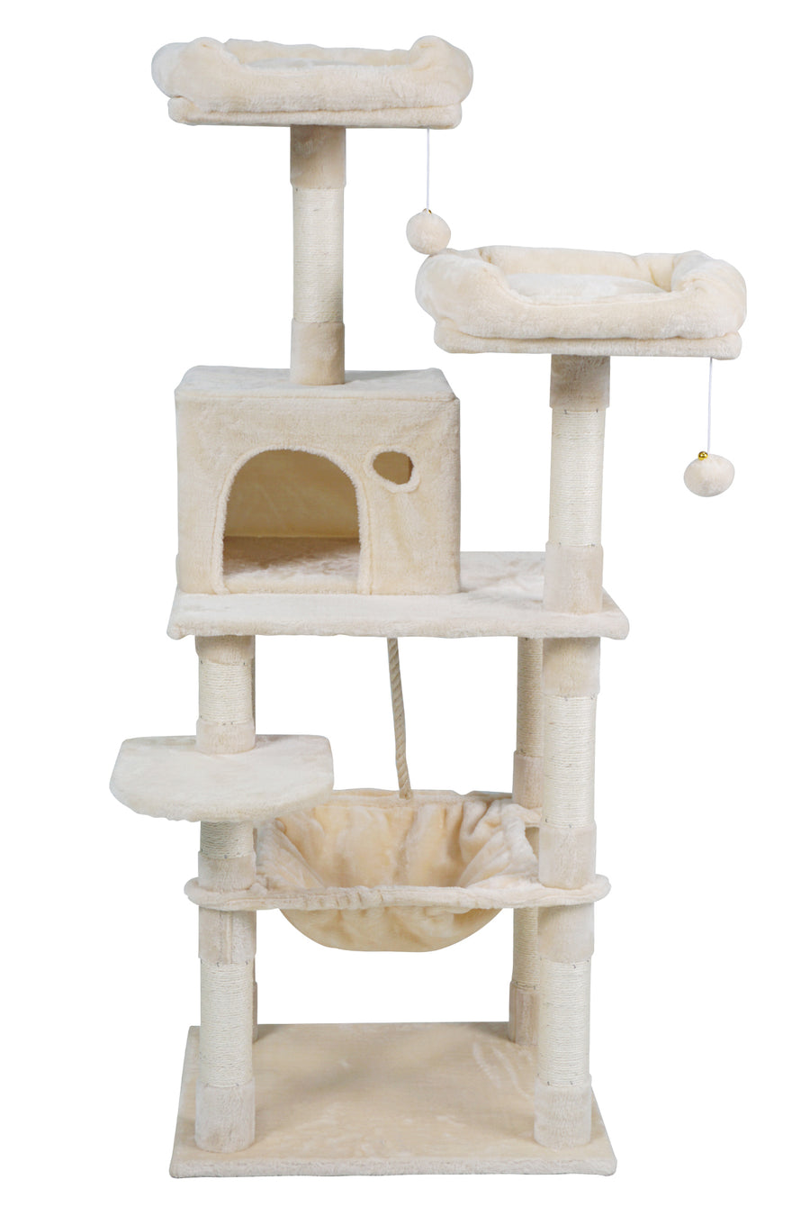 Kissan raapimispuu 143 cm – sisalpinnat, piiloluola, beige