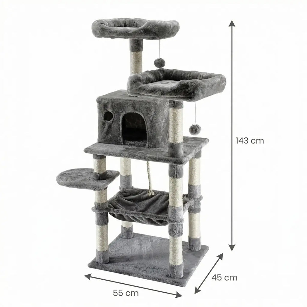 Pohjolan Lemmikkitarvike Kissan kiipeily-/raapimispuu 143 cm, vaalean harmaa