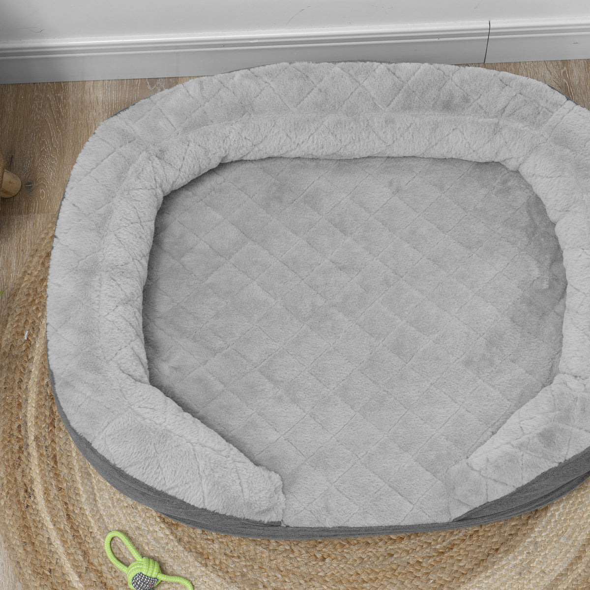 Koiran peti kolmella laidalla, irrotettava päällinen, 25 kg asti, 90 x 78 x 25 cm, harmaa