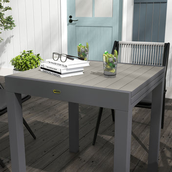 Jatkettava alumiininen puutarhapöytä säleikkökannella, 81–162 x 80 cm, harmaa