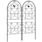 Metallisäleiköt lintukoristeilla, 2 kpl, 50 x 120 cm, musta