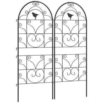 Metallisäleiköt lintukoristeilla, 2 kpl, 50 x 120 cm, musta