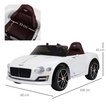 Lasten sähköauto Bentley GT, kaukosäädin, MP3 ja LED-valot, 3–5 v, valkoinen
