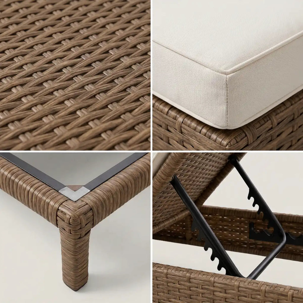 Solstol 198 x 70 x 30 cm – polyrotting, aluminiumram, 8 cm stoppning