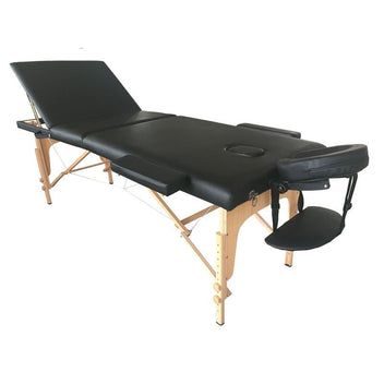 Massagebänk 195 x 70 cm, svart – 3 zoner, ca 215 kg, träram