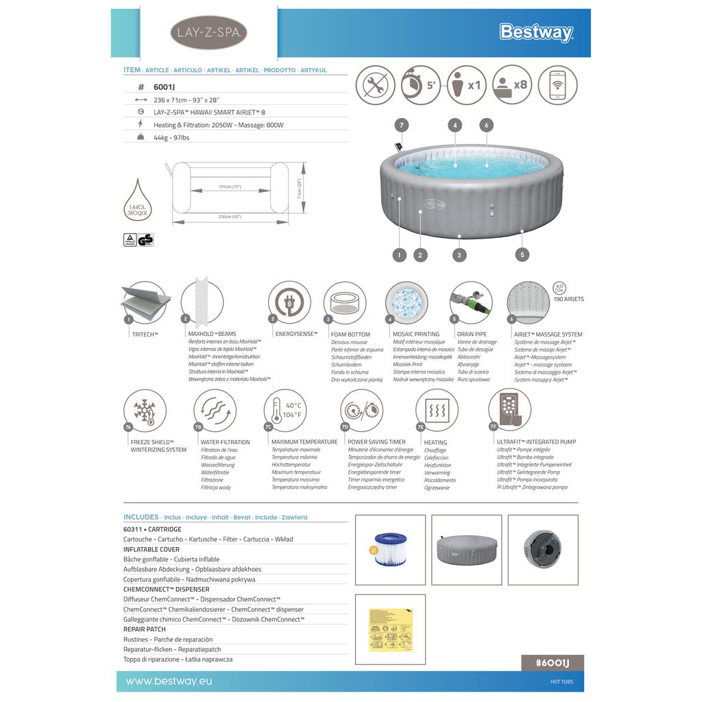 BESTWAY HAWAII AIRJET™ 8 GREY