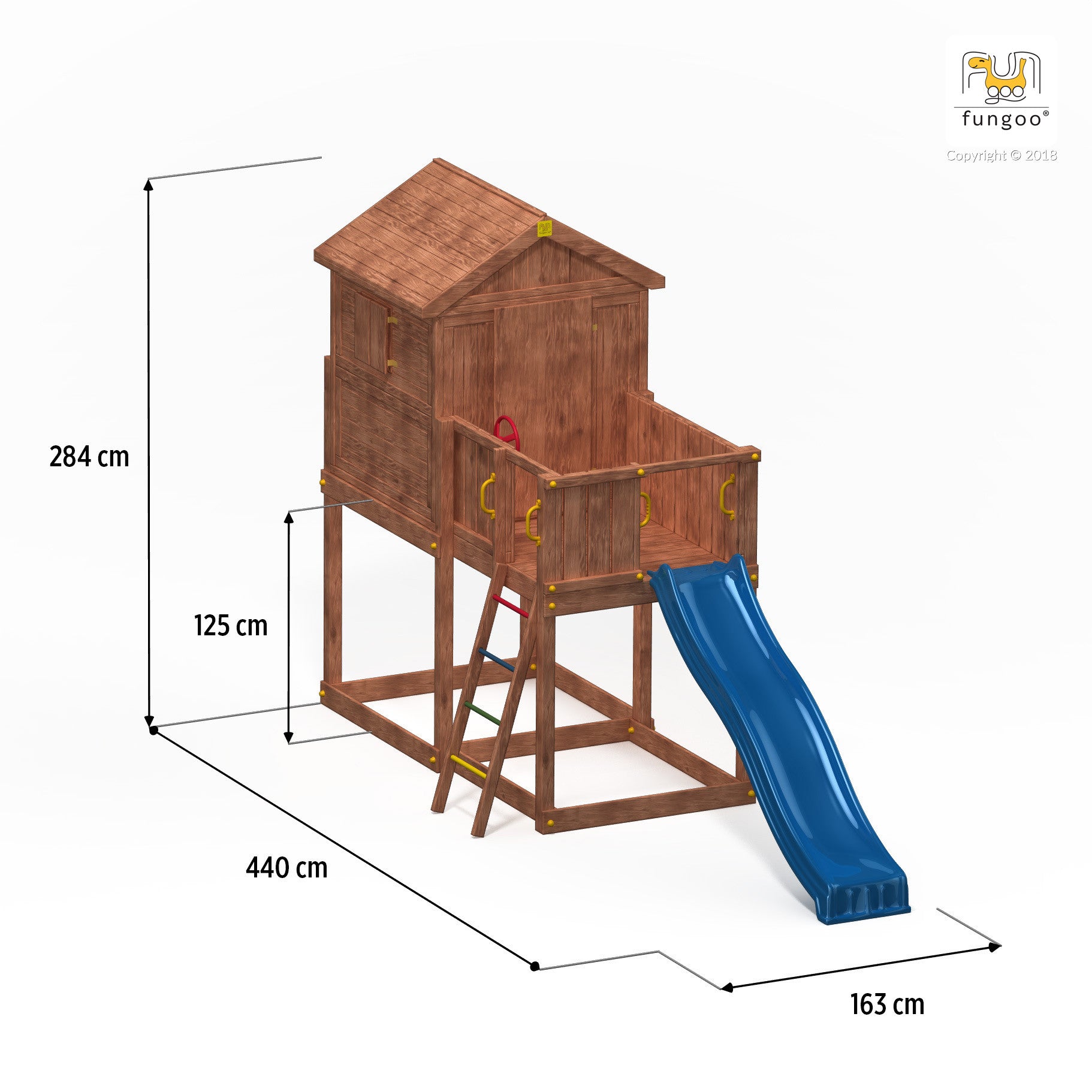 Fungoo MyHouse leikkimökki liukumäellä