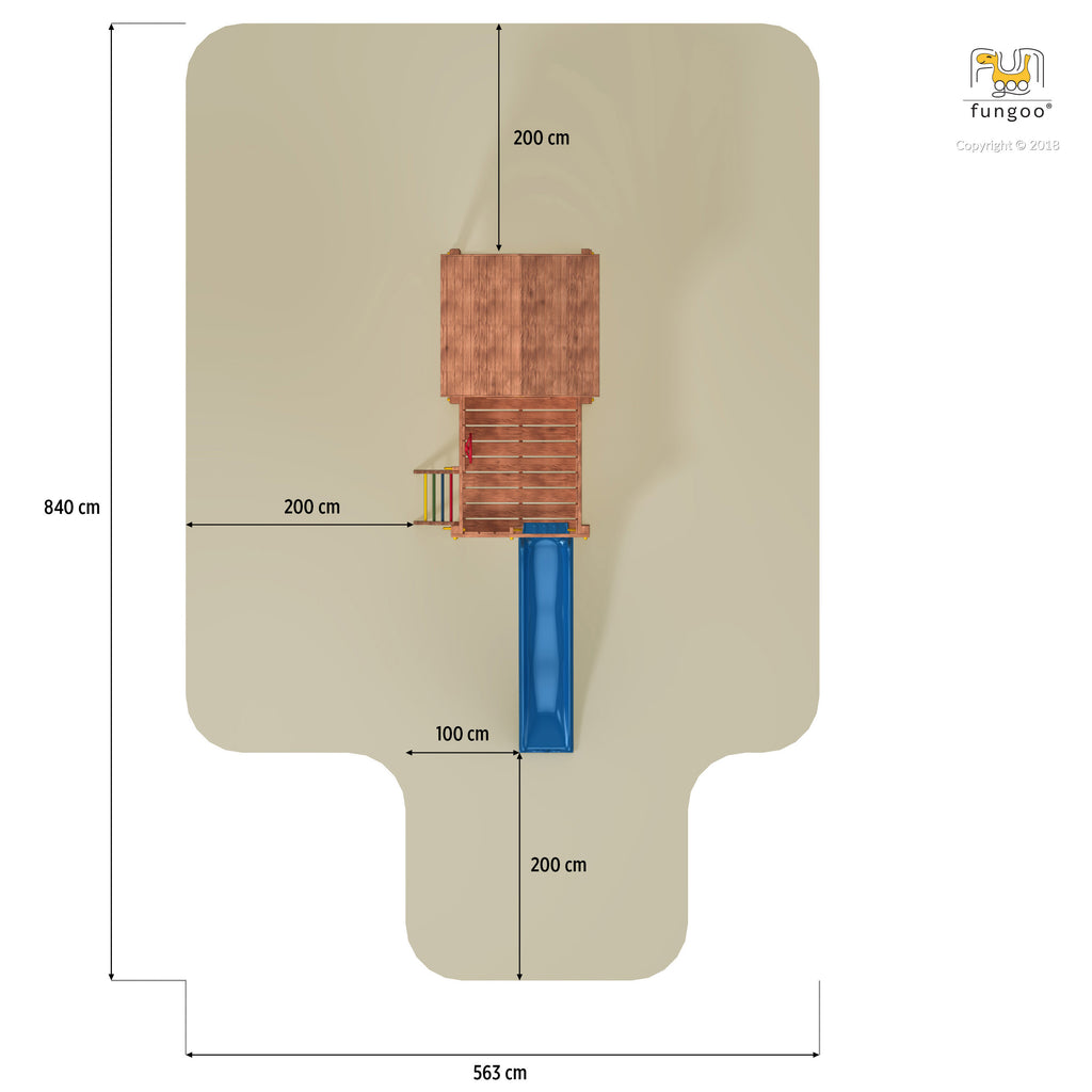 Fungoo MyHouse leikkimökki liukumäellä