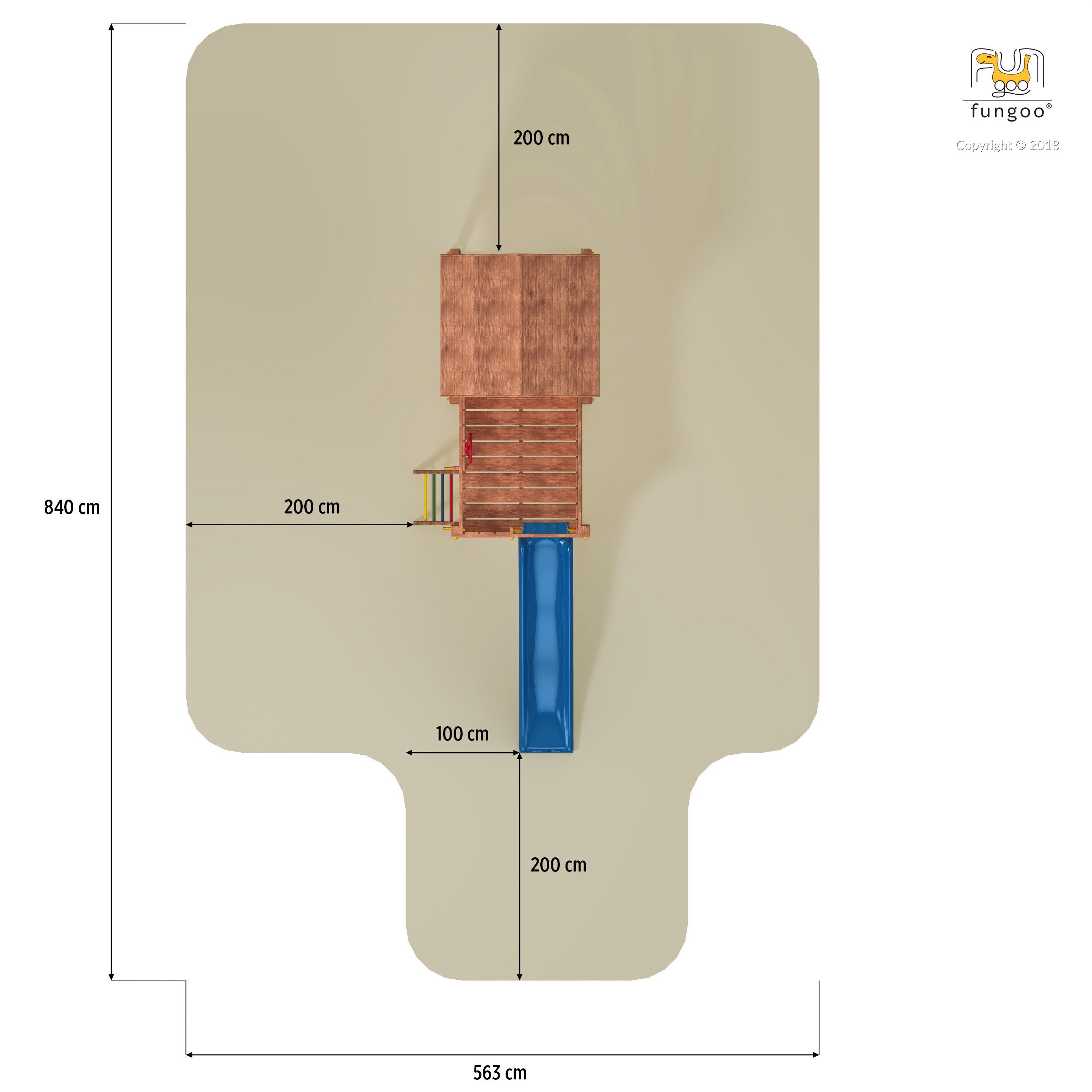 Fungoo MyHouse leikkimökki liukumäellä
