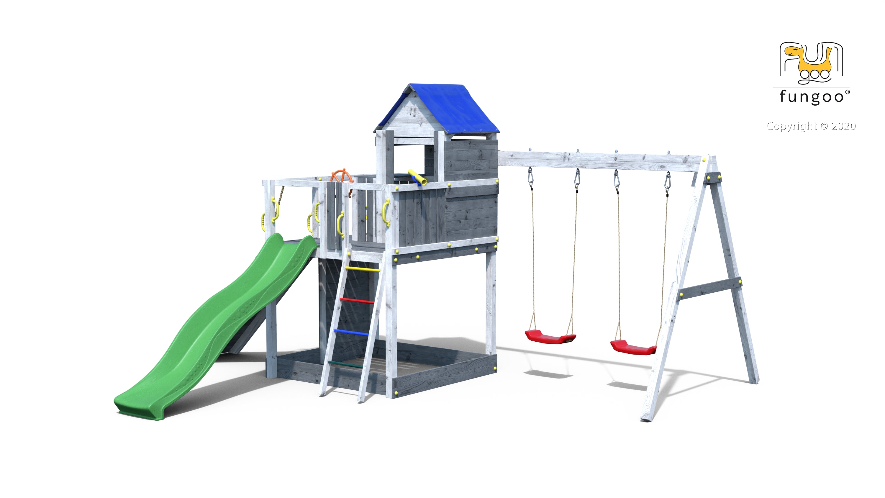 Fungoo Treehouse 3 leikkikeskus, eri värejä