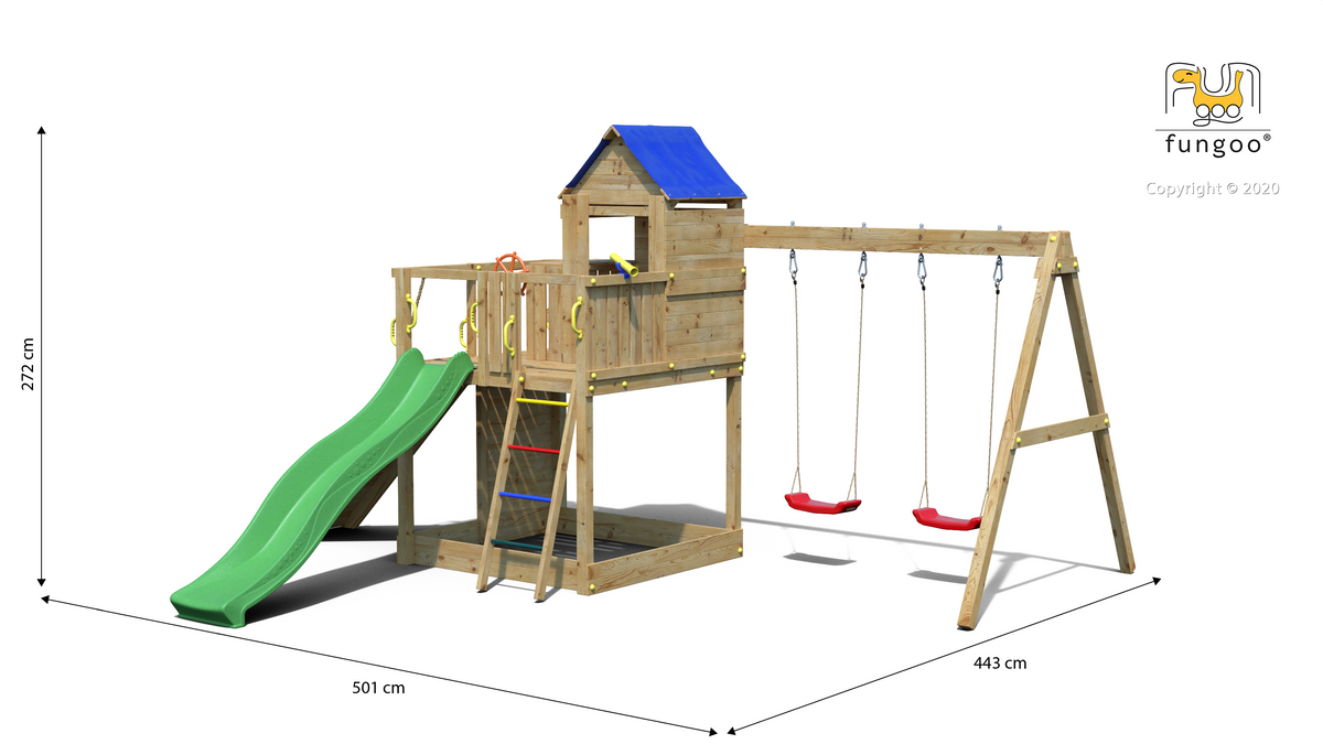 Fungoo Treehouse 3 leikkikeskus, eri värejä