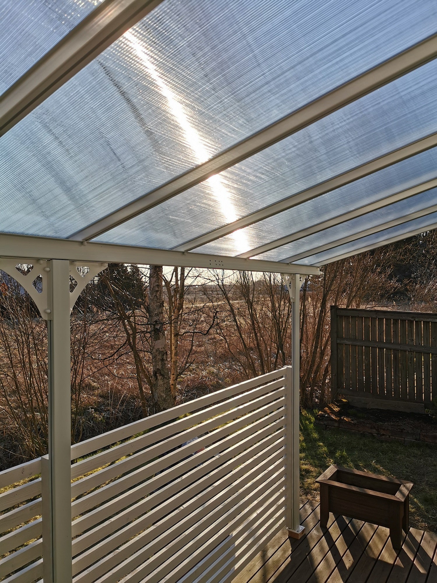 POHJOLA GARDEN Terassikatos 495x300x225-270cm, Valkoinen, EXTRA STRONG 6mm paneeli