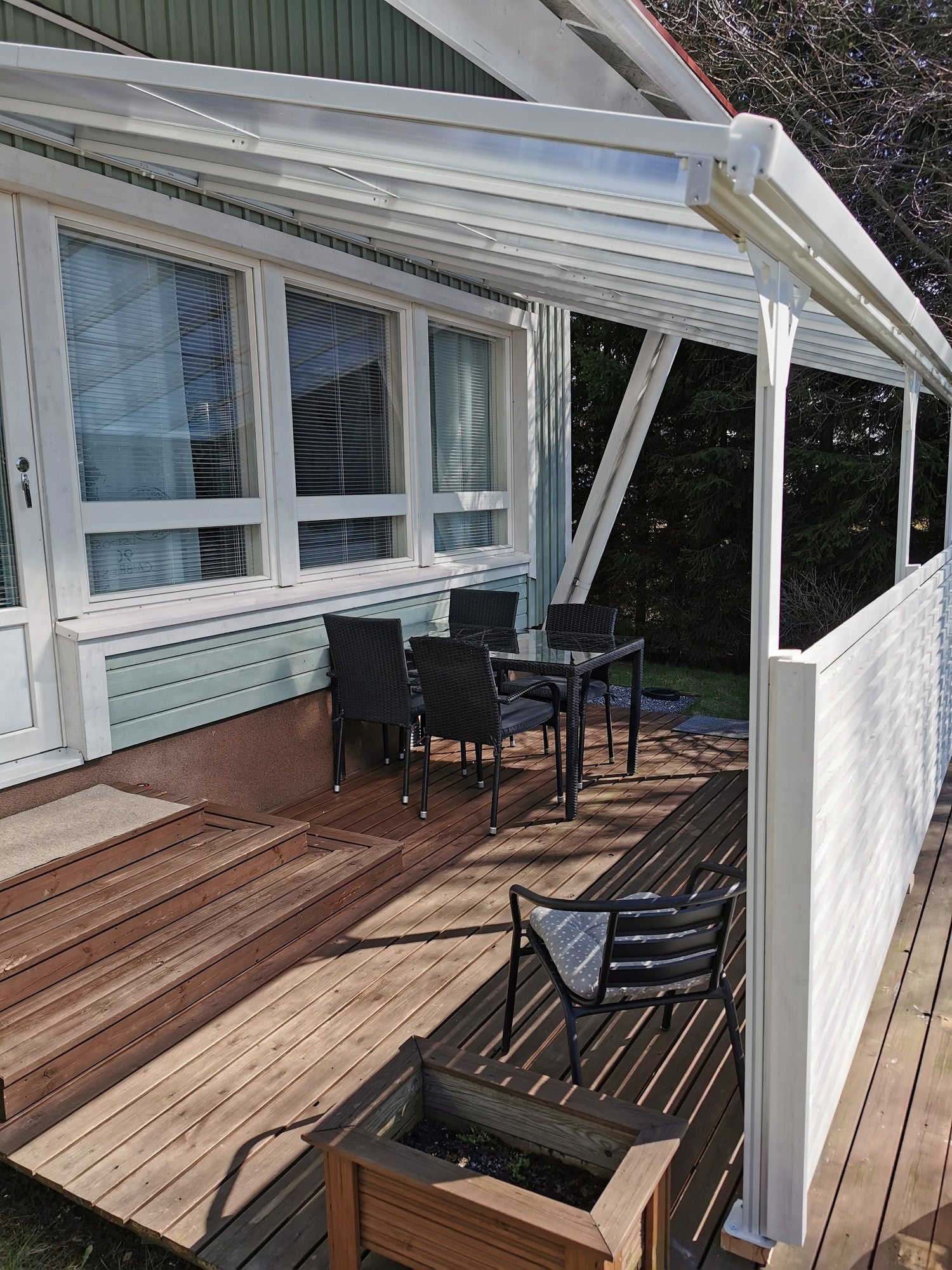 POHJOLA GARDEN Terassikatos 495x300x225-270cm, Valkoinen, EXTRA STRONG 6mm paneeli