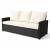 3-sitsig utomhussoffa 175 x 60 x 74 cm EMMA – polyrotting, stålram, svart/beige