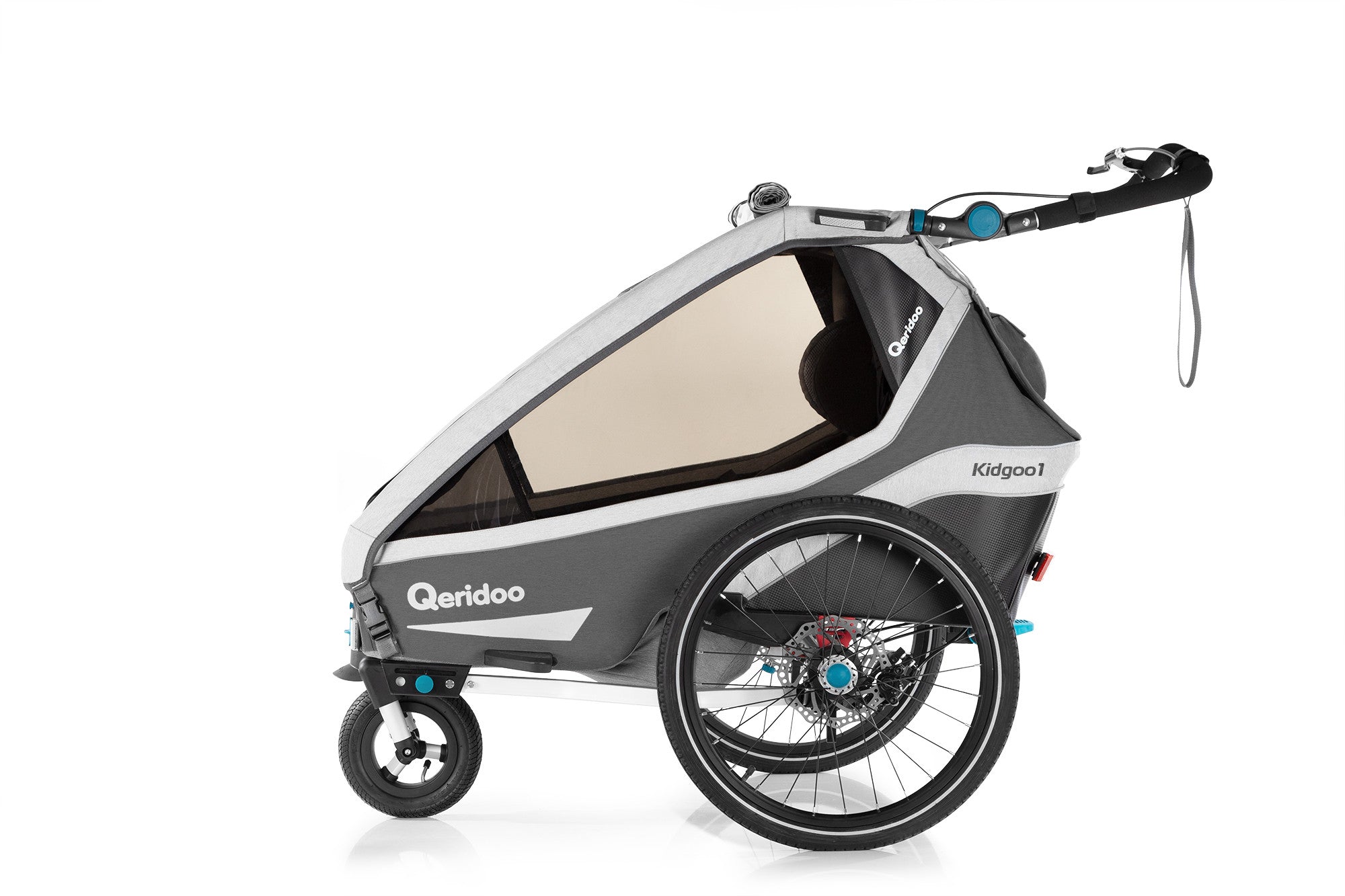 Qeridoo KidGoo1 Sport polkupyörän peräkärry 2020, sininen tai harmaa