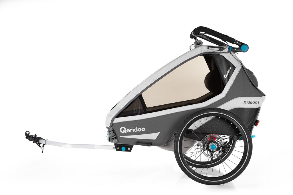Qeridoo KidGoo1 Sport polkupyörän peräkärry 2020, sininen tai harmaa