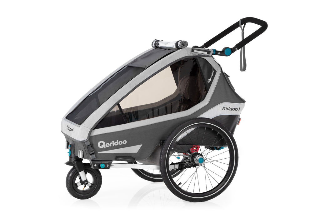Qeridoo KidGoo1 polkupyörän peräkärry 2020, sininen tai harmaa