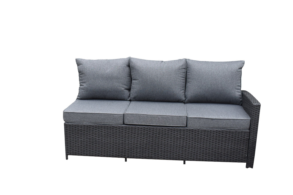 POHJOLA GARDEN XXXL Polyrottinki Kulmasohvaryhmä ja Puutarhapöytä, Musta, BRYNOLF