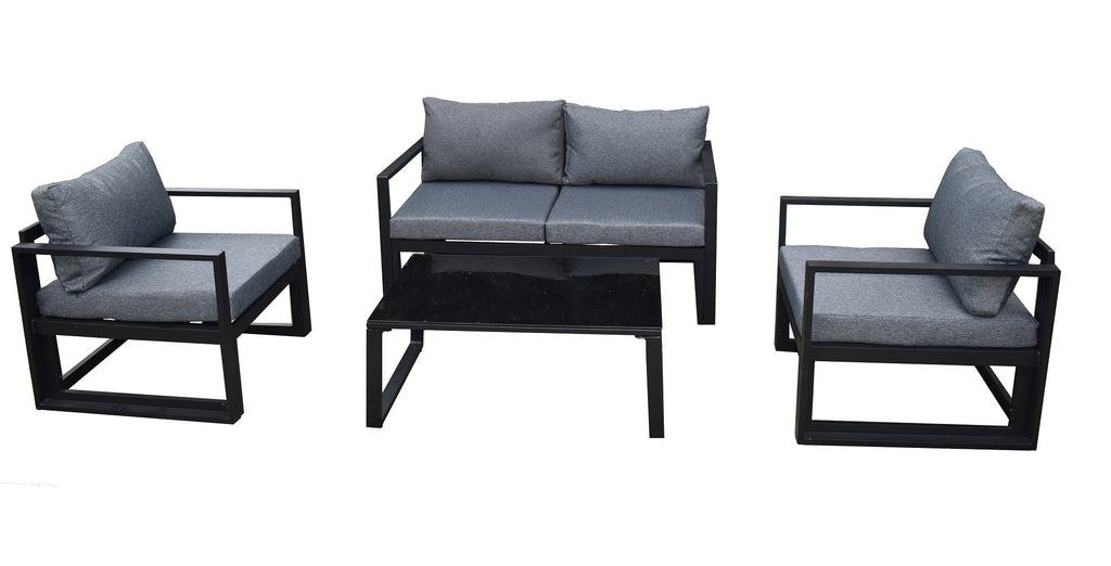 POHJOLA GARDEN Ulkosohvaryhmä ja Puutarhapöytä, Musta Metalli, Neea