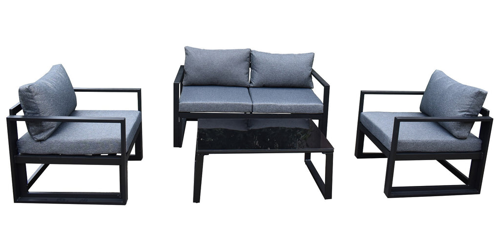 POHJOLA GARDEN Ulkosohvaryhmä ja Puutarhapöytä, Musta Metalli, Neea
