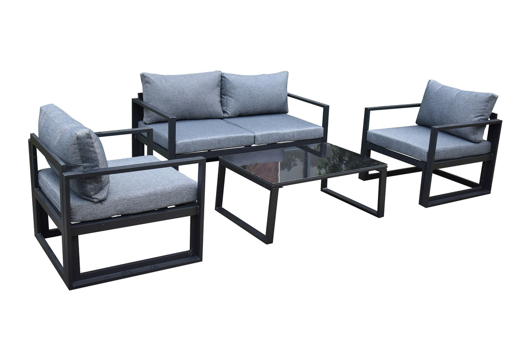 POHJOLA GARDEN Ulkosohvaryhmä ja Puutarhapöytä, Musta Metalli, Neea
