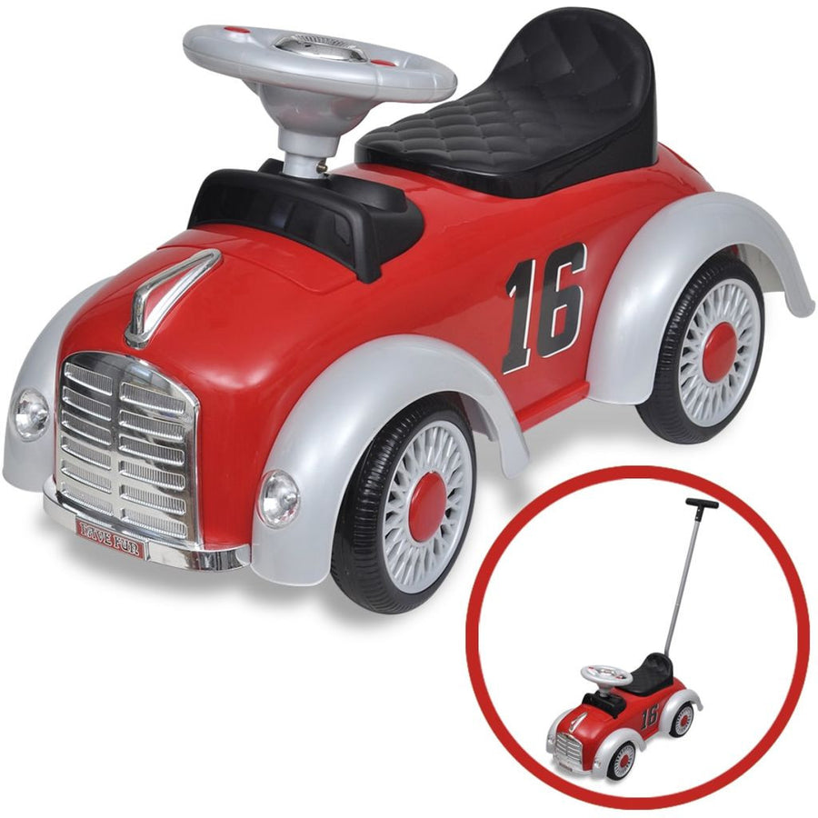 Barnbil med drivhandtag Red Retro