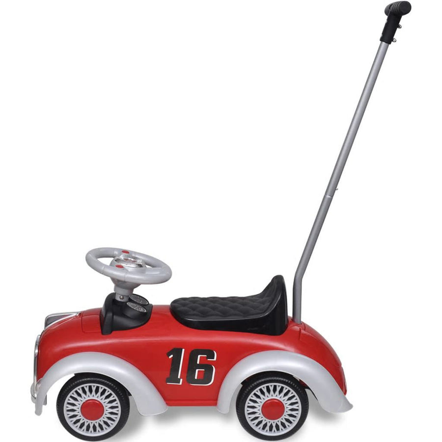 Barnbil med drivhandtag Red Retro