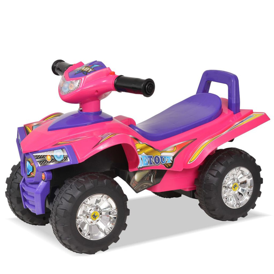 Lasten ajettava mönkijä äänillä ja valoilla pinkki ja violetti