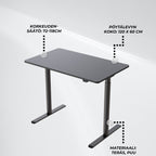 Lykke Sähköpöytä Nordic 120x60cm, musta
