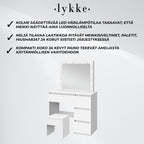 Lykke Meikkipöytä valolla Amelia 94cm, valkoinen