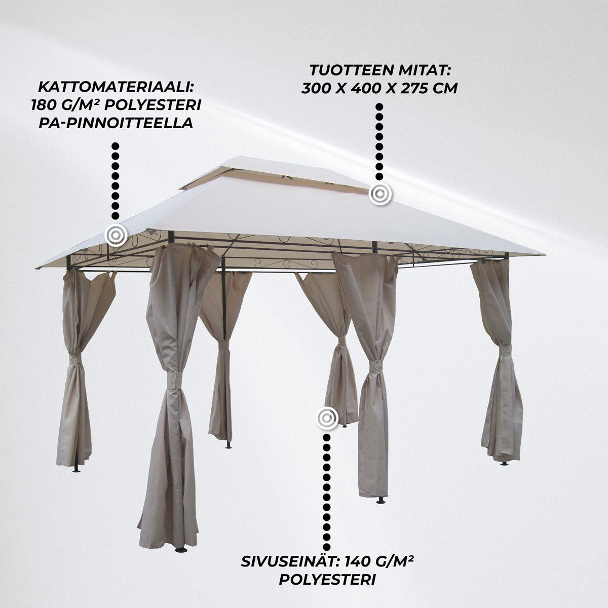 Lykke Paviljonki Havn 3x4m, Beige