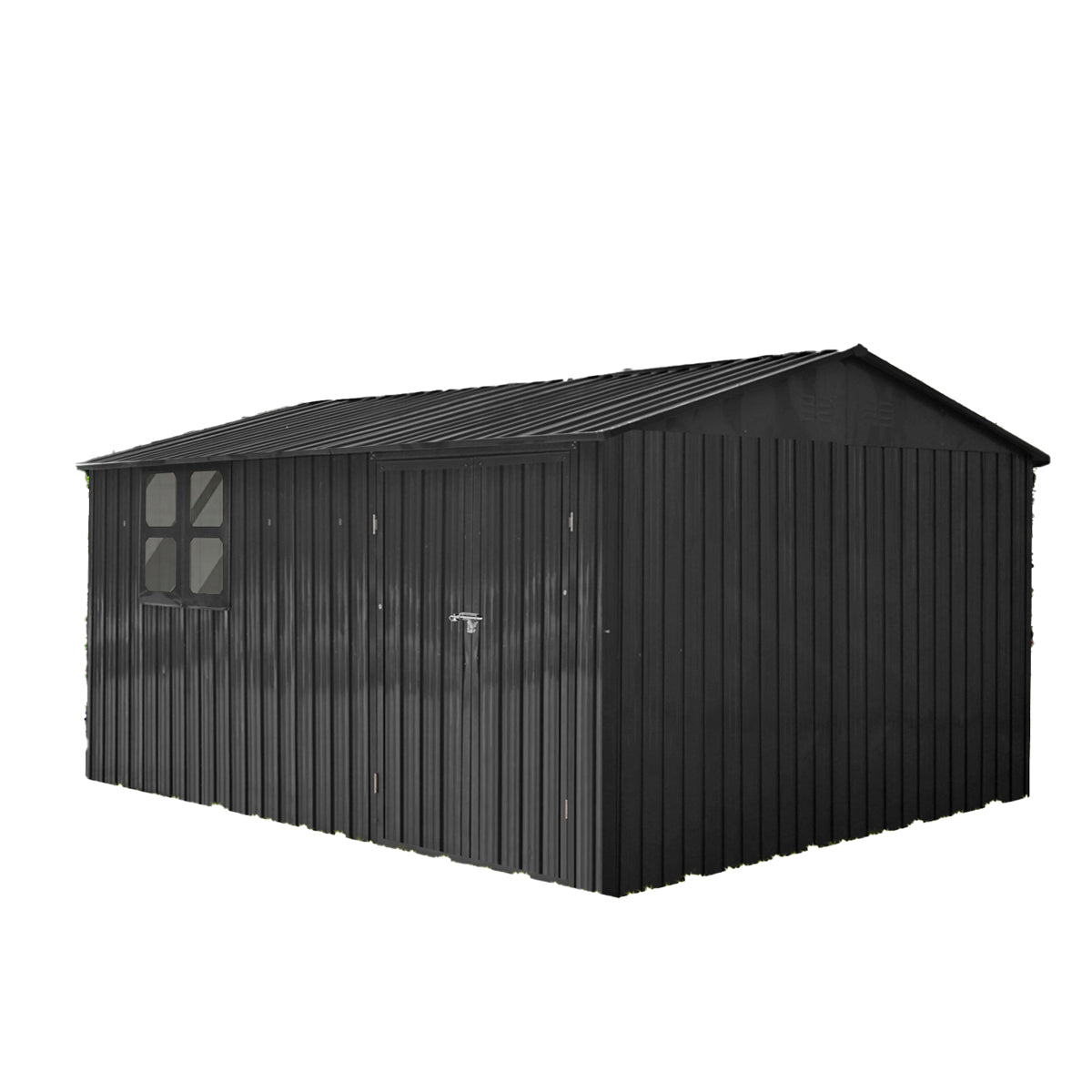 Fornorth Pihavarasto ikkunalla 375x286x162cm, musta