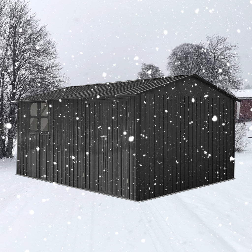 Fornorth Pihavarasto ikkunalla 375x286x162cm, musta