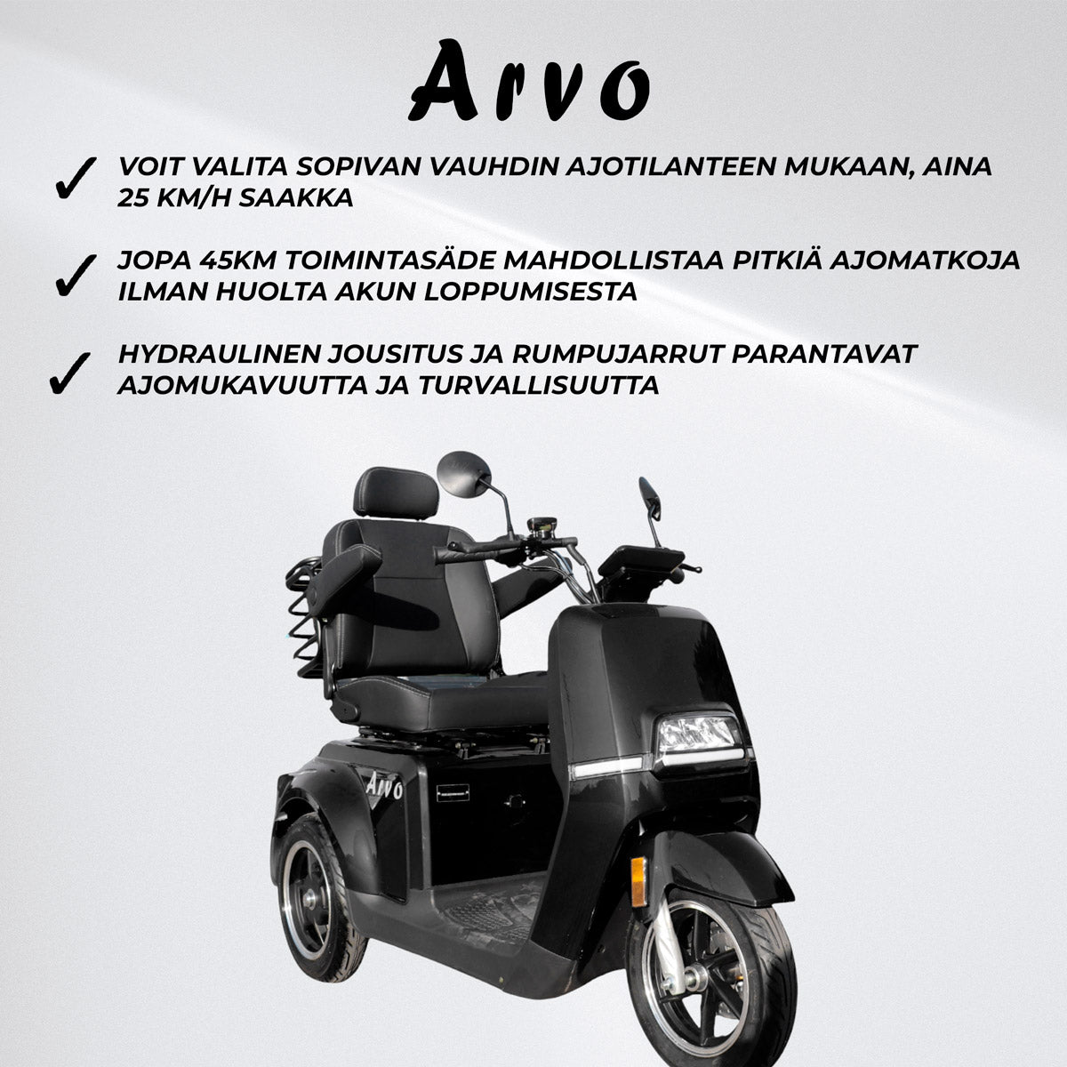 Arvo Senioriskootteri P700 Musta