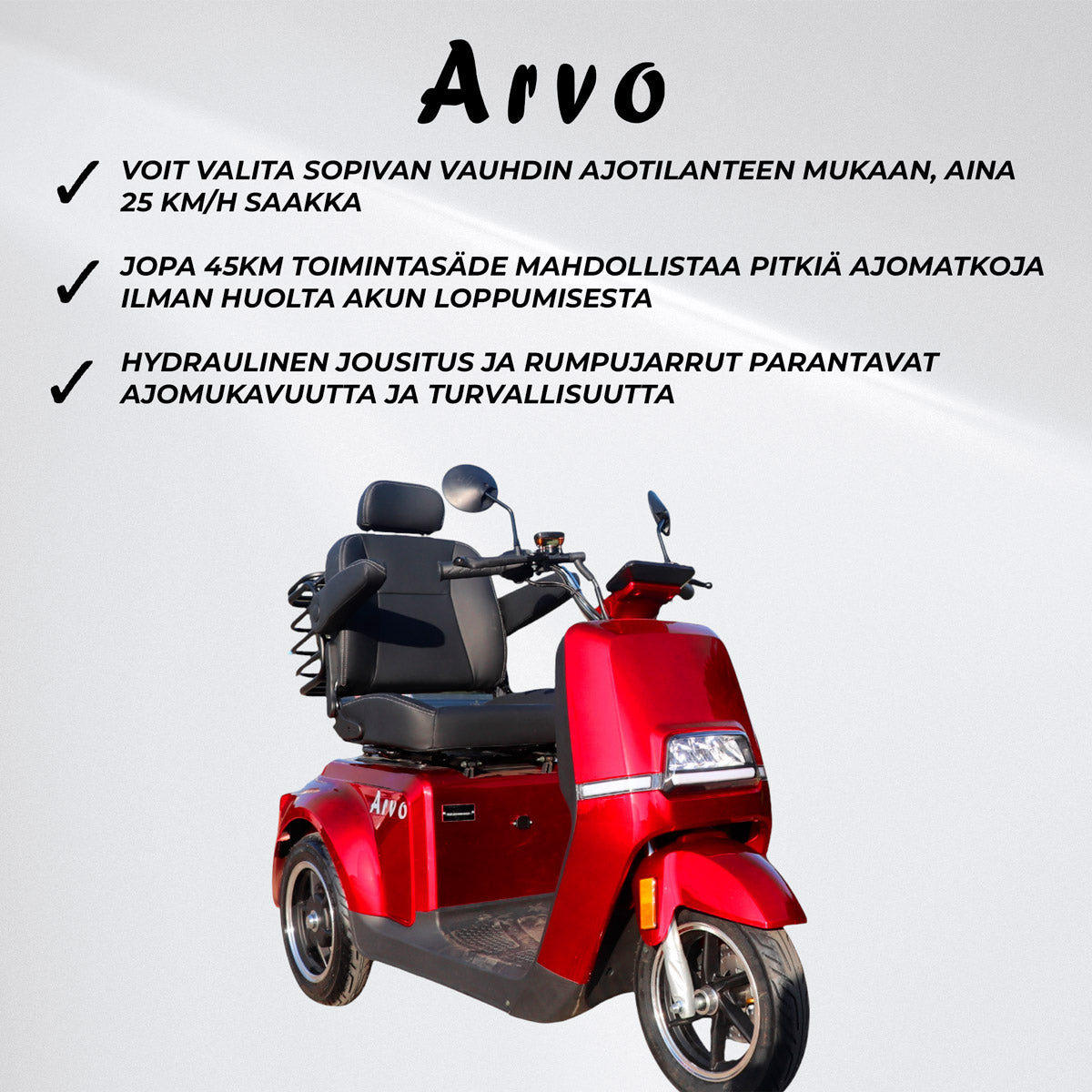 Arvo Senioriskootteri P700 Punainen