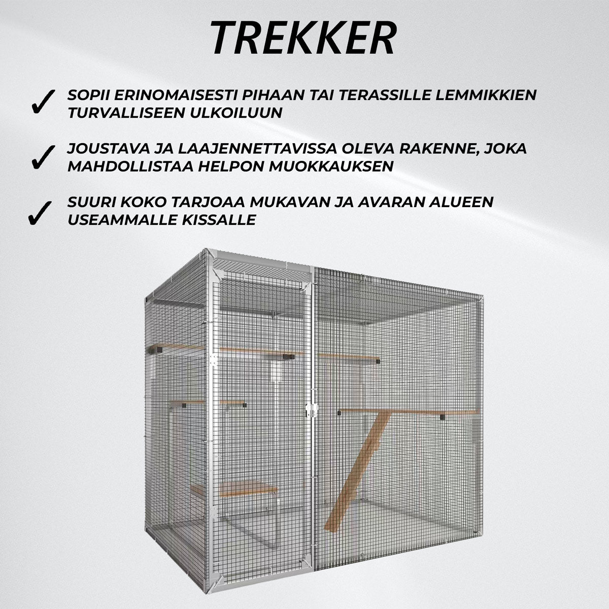 Trekker Kissan ulkohäkki 2,5x1,5x1,95m