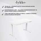 Lykke Sähköpöytä 120x60cm Polar, valkoinen