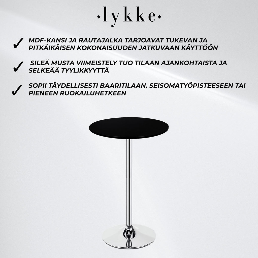 Lykke Baaripöytä Comfort musta 60x105cm