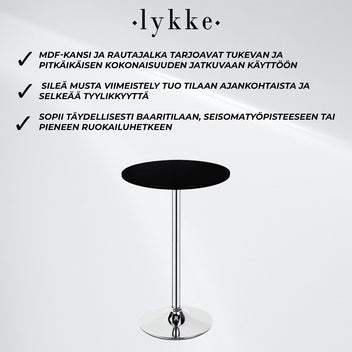 Lykke Baaripöytä Comfort musta 60x105cm
