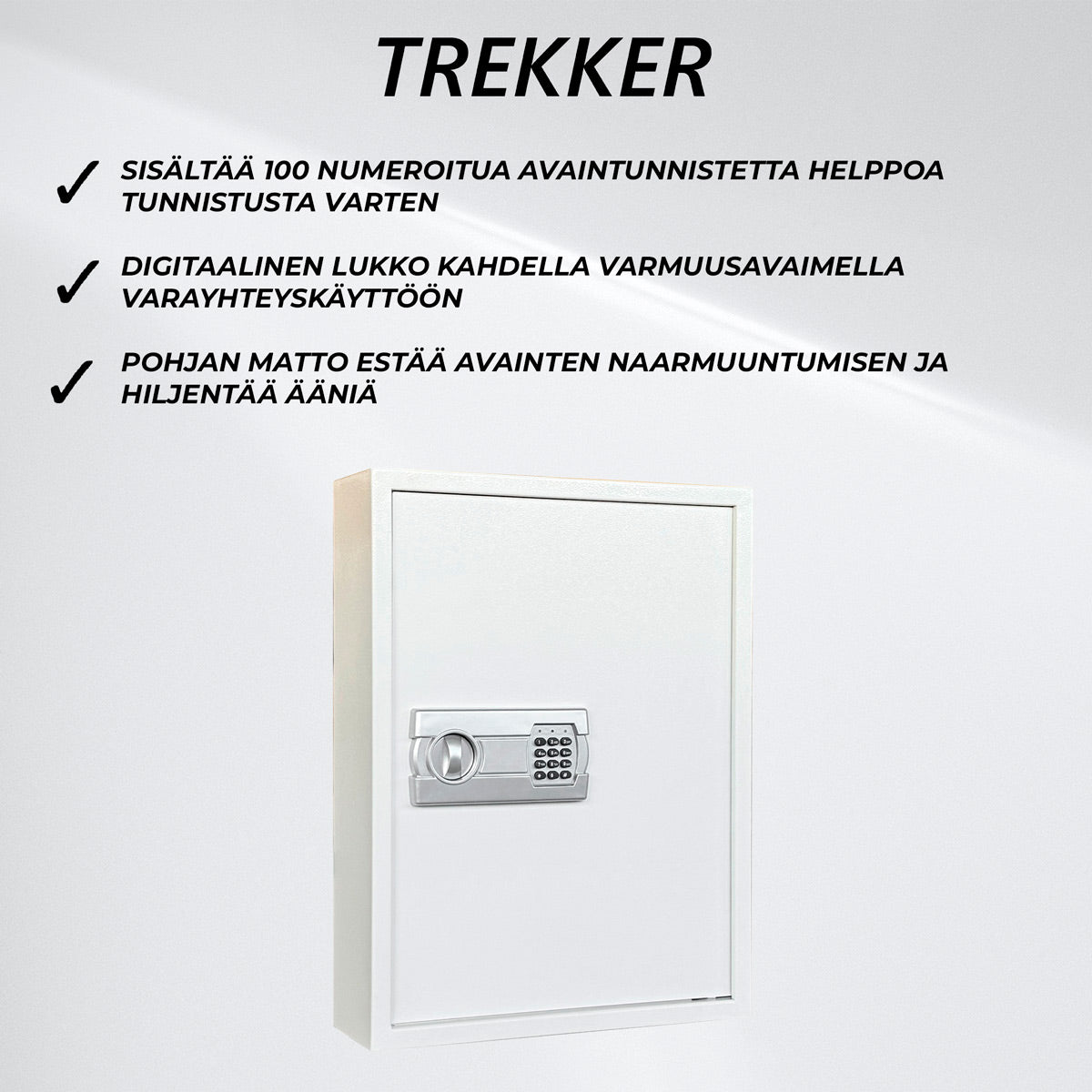 Trekker Avainkaappi 100, valkoinen, digitaali lukolla