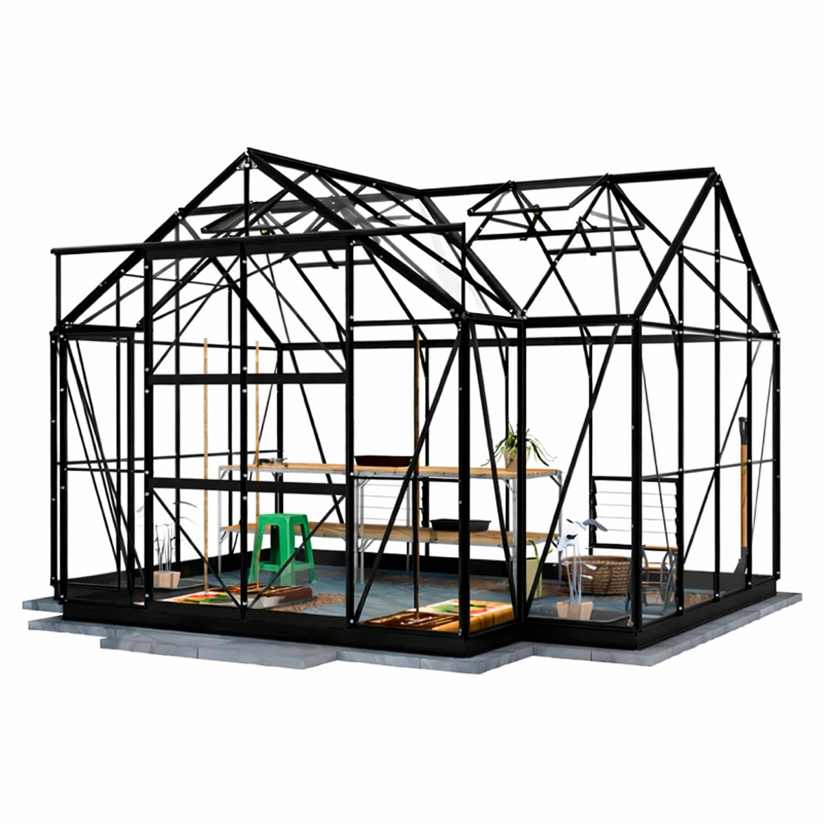 Lykke Kasvihuone T-muotoinen musta 10,2 m2