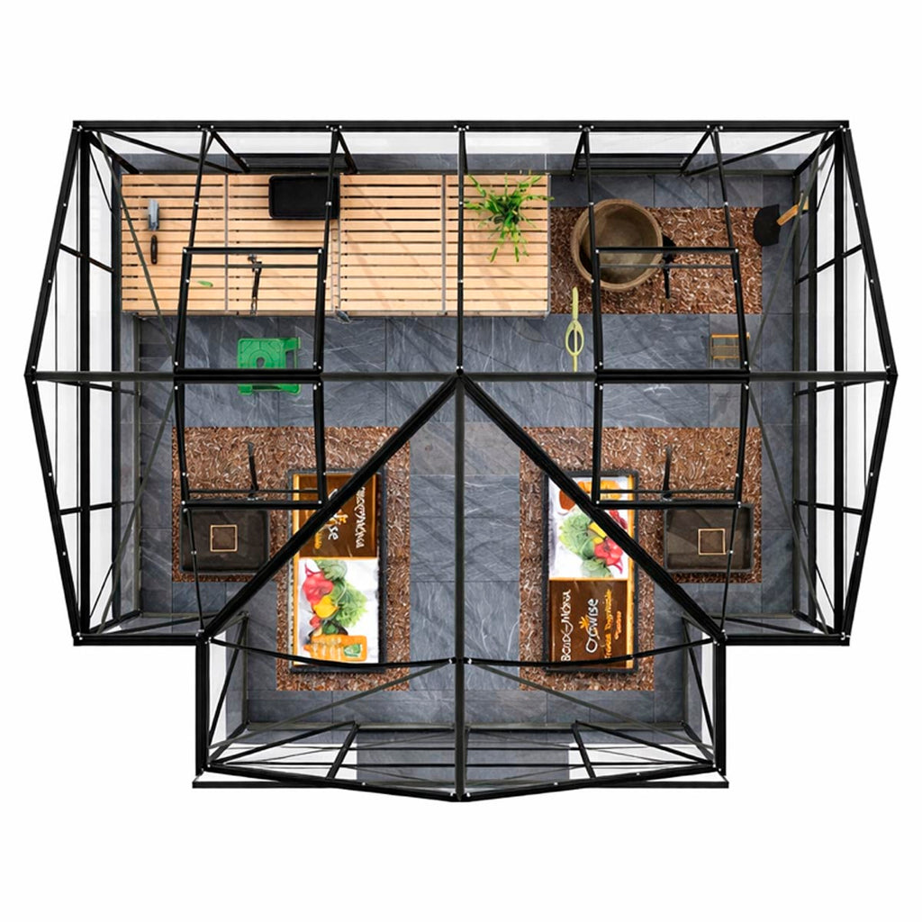 Lykke Kasvihuone T-muotoinen musta 10,2 m2
